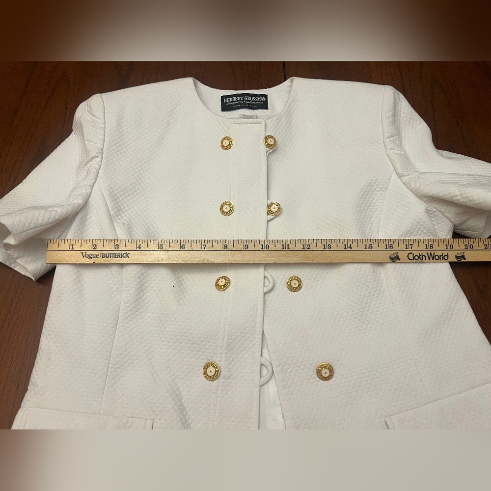 Guy Laroche Skirt Suit Blazer with Gold Accents And Skirt Size 14 Add.  Images